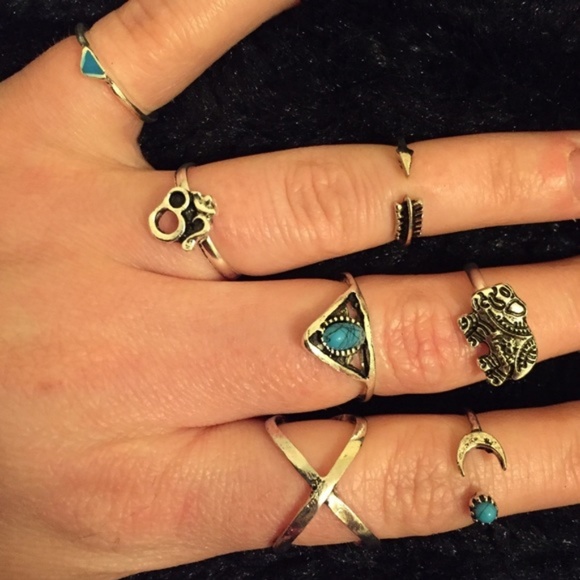 Jewelry - SILVER Turquoise Boho Midi 7 pc Set